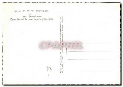 Versailles — Dziedziniec ministrowi i fasada główna — André LECONTE, Wyd. Sztuki "GUY" — Rewers
