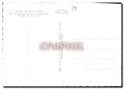 Palácio de Versalhes — Fachada na Avenida Norte — Editor A.P. Gobert, Versalhes — Verso