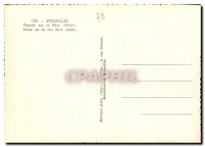 Versailles — Fachada voltada para o parque (Midi) — Edições de Arte 'LYS' n°143 — Verso