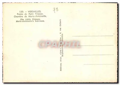 Quarto de Marie-Antoinette — Palácio do Petit Trianon — Versailles — Editor EYS — Verso