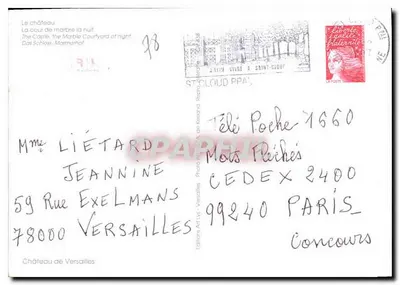 Zamek w Versailles — Plac Marbrzy w nocy — Wydawnictwo Vivre à Saint-Cloud — Rewers