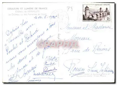 Castelo de Versailles — vista dos Parterres do Norte — Editor E.K.B. 770 — Verso