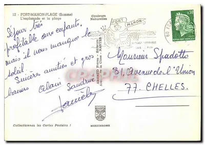 Fort-Mahon-Plage (Somme) — A esplanada e a praia — Arlaud Frères - Editores - Nantes — Verso
