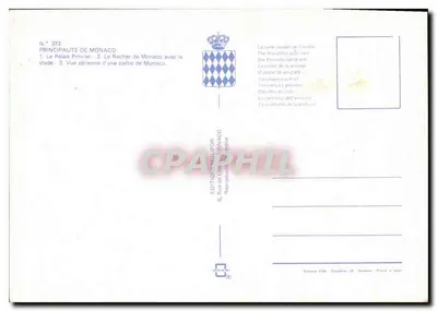 Monaco Monte-Carlo — Luchtfoto en koninklijk paleis — nr. 373 — Achterkant