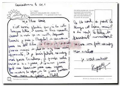 Carcassonne — Vista geral Lado Sul — Éditions DINO, N° 1153 E — Verso