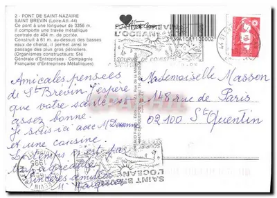 Ponte de Saint-Nazaire — Saint-Brévin — Editor Art Aud Fils, n° 2 — Verso