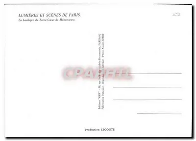 El Sagrado Corazón — Montmartre — Ediciones GUY, n°2.755 — Reverso