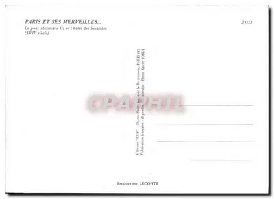 Les Invalides — Most Alexandre III — Wydawnictwo 'GLIY' - 2033 — Rewers