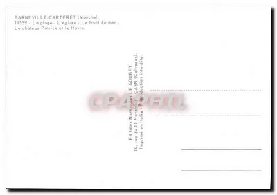 Barneville-Carteret — praia, igreja, castelo, frente marítima — Éditions Normandes Le Goubey — Verso