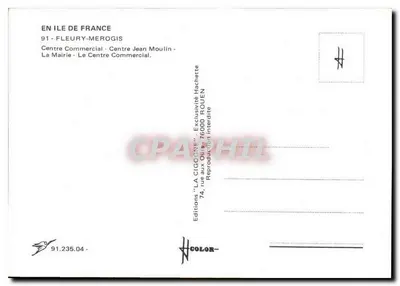 Fleury-Merogis — vista da prefeitura, do centro comercial e de um castelo — Éditions 'LA CIGGONE' — Verso
