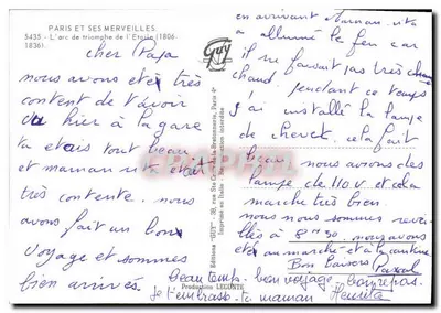 Paryż - Arc de Triomphe — Wydawnictwo 'GUY', n° 5435 — Rewers
