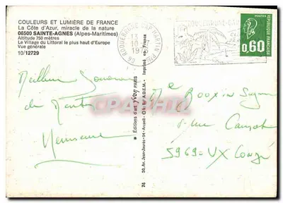 Sainte-Agnès — Wioska wyższa nad poziomem morza w Europie — Éditions d'Art Arcueil — Rewers