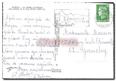 Chalety i Puy Griou (1694 m.) — Turystyczny Cantal — Wydawnictwo «La Châgogne» — Rewers