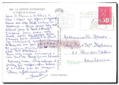 A Vale da Creuse — Bilhete postal antigo M. ROUSSEL, S.P.A.D.E.M. — n°908 — Verso