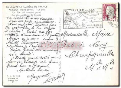 Lago d'Annecy — Alta Saboia — Edições Veyrier-du-Lac — Verso