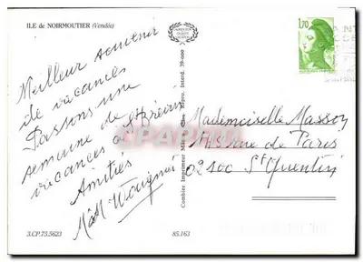 Isla de Noirmoutier — Tarjeta postal turística — Editor Combier — Reverso