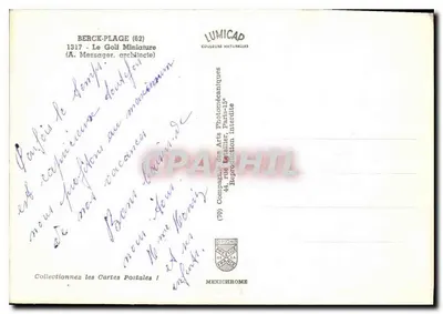 Golf w Berck-Plage — widok z placu z tarasem i budynkami — wydawca IRIS — Rewers