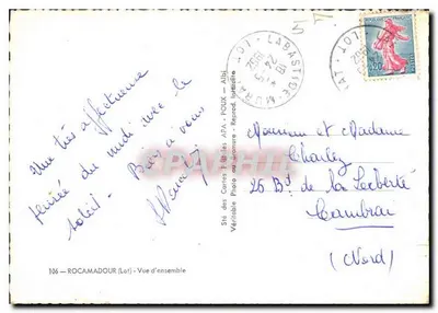 Rocamadour (Lot) — Pejzaż ogólny — Sté des Cartes Postales APA — Rewers