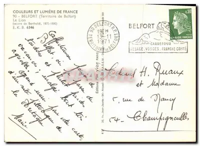 Le Lion de Belfort — Monument aux Défenseurs de Belfort 1870-71 — Éditions Yvon — Verso