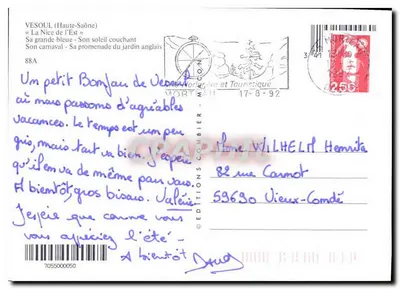 Vesoul « La Nice van het Oosten » — serie-nummer 88A — Achterkant