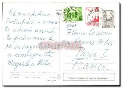 Valea Oltului la Căciulata — A Vale do Olt — editor S. Mendrea, n° 4408 — Verso