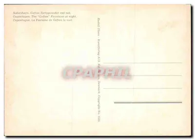 Fonte de Gefion — Copenhagen — Rudolf Olsen - Kunstforlag A/S, Dinamarca — Verso