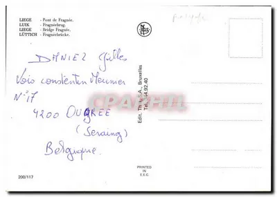 Most Fragnée — Liège — wydawca Th. L. S.A., Bruksela, nr 200/117 — Rewers