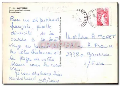 Martinique — Amanhecer sob os trópicos — Edições Félix Rose-Sette, N° 128 — Verso