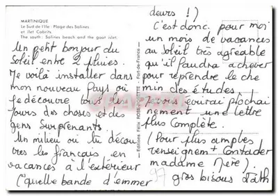 Martinique — O sul da ilha : Praia das Salinas e ilhote Cabrits — Éditions Félix ROSE-ROSETTE — Verso