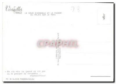 Versailles ... lado da Cour Jardin — Librairie Hachette — Verso