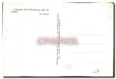 El expreso París-Cherbourg cerca de Poissy — (cl. Breton) — Ediciones « La Vie du Rail » — Reverso