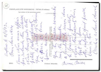 A Seine e o novo ponte — Conflans-Sainte-Honorine — editor Lyna, n° 9551 — Verso
