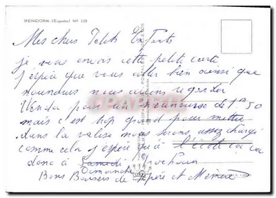 Bénidorm (Hiszpania) — widok plaży i portu — wydawca Popaules Postales, n° 129 — Rewers