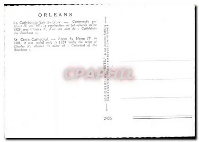 Katedra Świętego Krzyża w Orléansie — Wydawca Estel, nr 2406 — Rewers