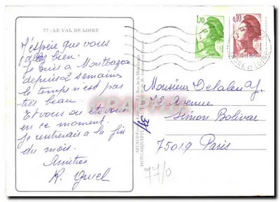 Wąwóz Loary — Ilustrowana karta pocztowa z 9 zamkami — wydawca Artaud, nr 77 — Rewers