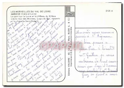 Amboise — Zamek z XV wieku, most nad Loarą — Wydawnictwo Valoire — Rewers