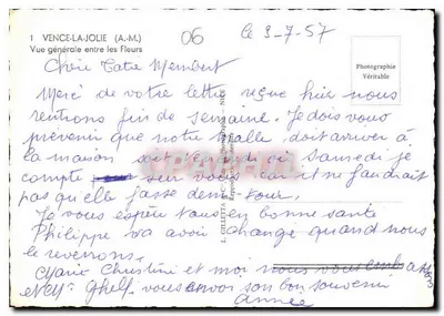 Vence-la-Jolie (A.M.) — Ogólny widok między kwiatami — L. CHILETTA — Rewers