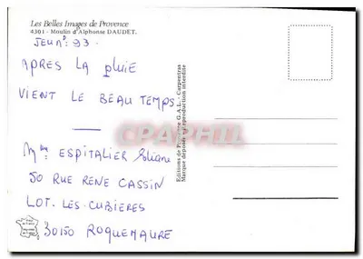 Moinho de Alphonse DAUDET — As Belas Imagens da Provença — n° 33 — Verso