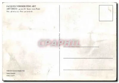 Stół niski — styl Giacometti — wydane przez Jacques Verdier Fine Art — Rewers