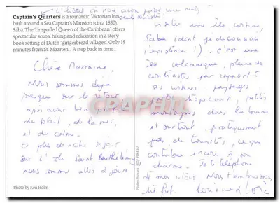 Captain's Quarters — Saba, Caribe Holandês — Bilhete postal moderno — Verso
