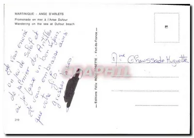 Anse Dufour — Martinica — Edições Félix Rose-Rosette, n°219 — Verso