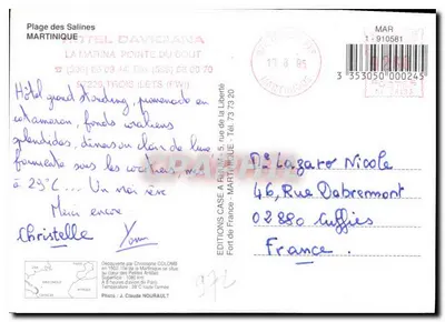 Plaża Salines — Martinique — Éditions de France — Rewers