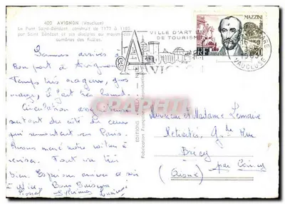 Most Saint-Bénézet — Awinion — Francuskie Wydawnictwo Turystyczne — Rewers