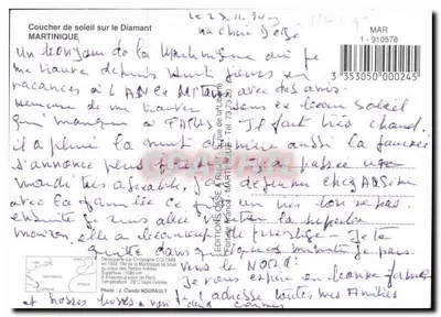 Pôr do sol sobre o Diamant — Martinica — Edições da Reunião — Verso
