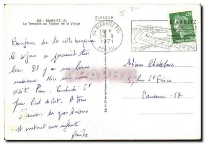 Biarritz — Burza na skale Niepokalanego Pana — wydawca D.L. 71 - C° des Arts Photomécaniques — Rewers
