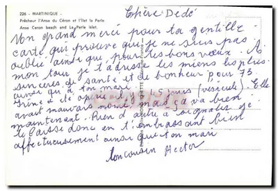 Anse Céron e a ilha La Perle — Martinique — Éditions Rose-lette, n°226 — Verso