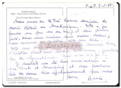 Martinica — Velho moinho perto de Saint-Pierre — editor IRIS — Verso