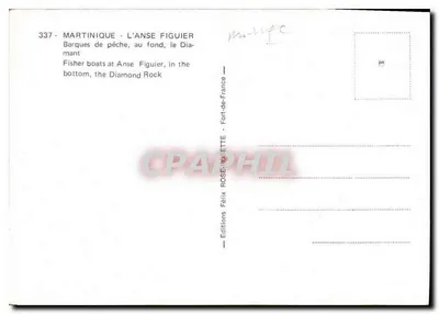 Martinique - L'Anse Figuier — Łódki rybackie, w tle, Diamant — Rewers