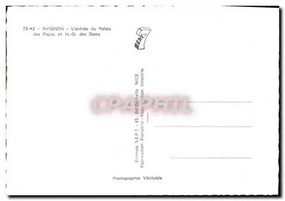 Awignon — Wejście do Pałacu Papieskiego i N.-D. des Doms — Wydawnictwo SEPT, Nice — Rewers