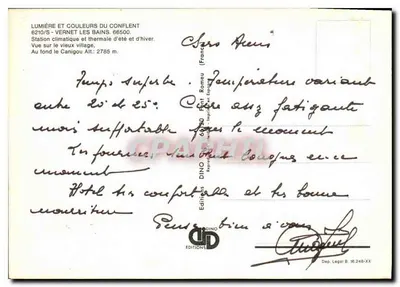 Vernet-les-Bains — uitzicht op het dorp en het Canigou — Uitgaven Dino — Achterkant